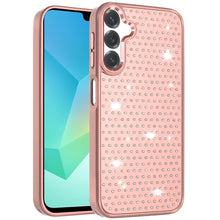 For Samsung A16 5G Case Rhinestone Faux Crystals Chrome Plated + Tempered Glass