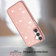 For Samsung A16 5G Case Rhinestone Faux Crystals Chrome Plated + Tempered Glass