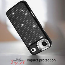 For iPhone Air Case Bling Faux Crystals Chrome Plated Cover + Tempered Glass