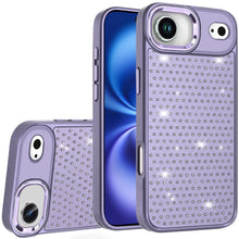 For iPhone Air Case Bling Faux Crystals Chrome Plated Cover + Tempered Glass