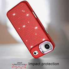 For iPhone Air Case Bling Faux Crystals Chrome Plated Cover + Tempered Glass