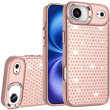 For iPhone Air Case Bling Faux Crystals Chrome Plated Cover + Tempered Glass