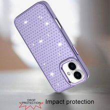 For iPhone 17 Case Bling Faux Crystals on Chrome Plated Cover + Tempered Glass