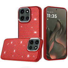 For Motorola Edge 2025 Case with Rhinestone Faux Crystals on Chrome Plated Cover