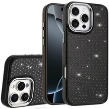 For iPhone 16 PRO MAX Case Rhinestone Faux Crystal Chrome Plated +Tempered Glass