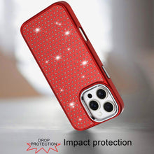 For iPhone 16 PRO MAX Case Rhinestone Faux Crystal Chrome Plated +Tempered Glass