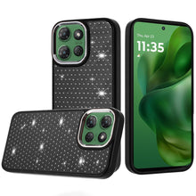 For Moto G Power 2025 Case Rhinestone Crystals Chrome Plated + Tempered Glass
