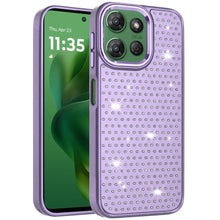 For Moto G Power 2025 Case Rhinestone Crystals Chrome Plated + Tempered Glass