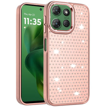 For Moto G Power 2025 Case Rhinestone Crystals Chrome Plated + Tempered Glass