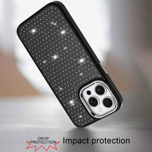 For iPhone 13 Pro Max Case Rhinestone Faux Mini Crystals Chrome Plated Cover