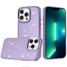 For iPhone 13 Pro Max Case Rhinestone Faux Mini Crystals Chrome Plated Cover