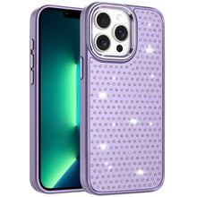 For iPhone 13 Pro Max Case Rhinestone Faux Mini Crystals Chrome Plated Cover