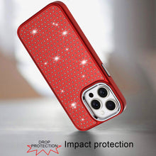 For iPhone 13 Pro Max Case Rhinestone Faux Mini Crystals Chrome Plated Cover