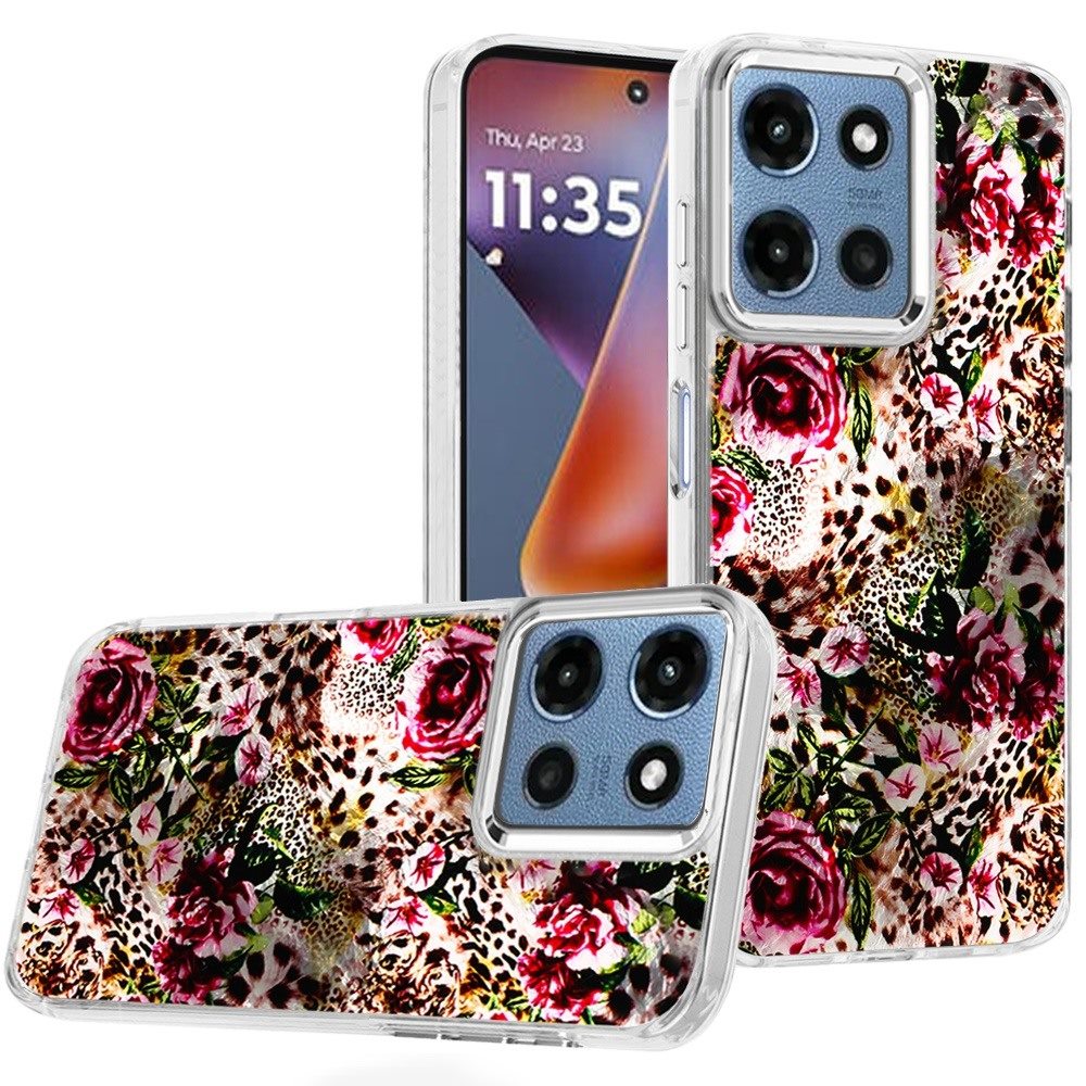 For Moto G 2025 Case Cute In Mold Design w/ Metallic Buttons + Tempered Glass