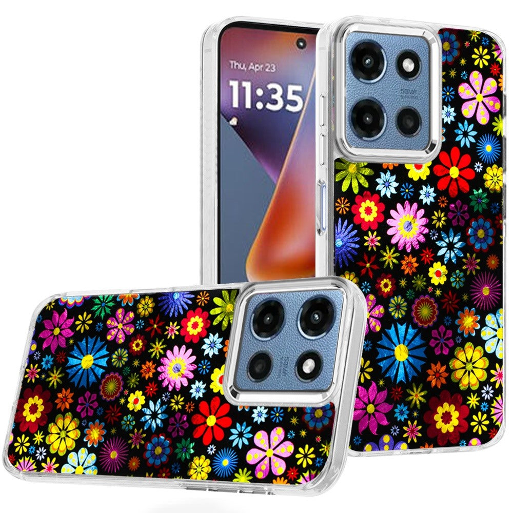 For Moto G 2025 Case Cute In Mold Design w/ Metallic Buttons + Tempered Glass