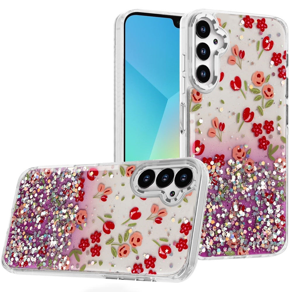 For Samsung A16 5G Case Cute In Mold Design w/ Metallic Buttons + Tempered Glass