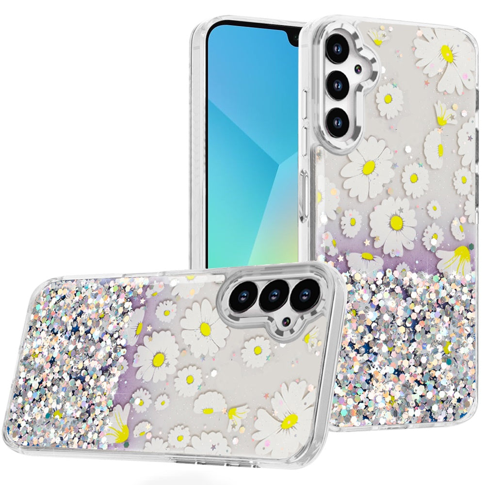 For Samsung A16 5G Case Cute In Mold Design w/ Metallic Buttons + Tempered Glass