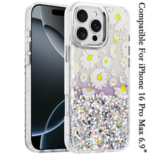 For iPhone 16 PRO MAX Case Cute In Mold Design Metallic Buttons + Tempered Glass