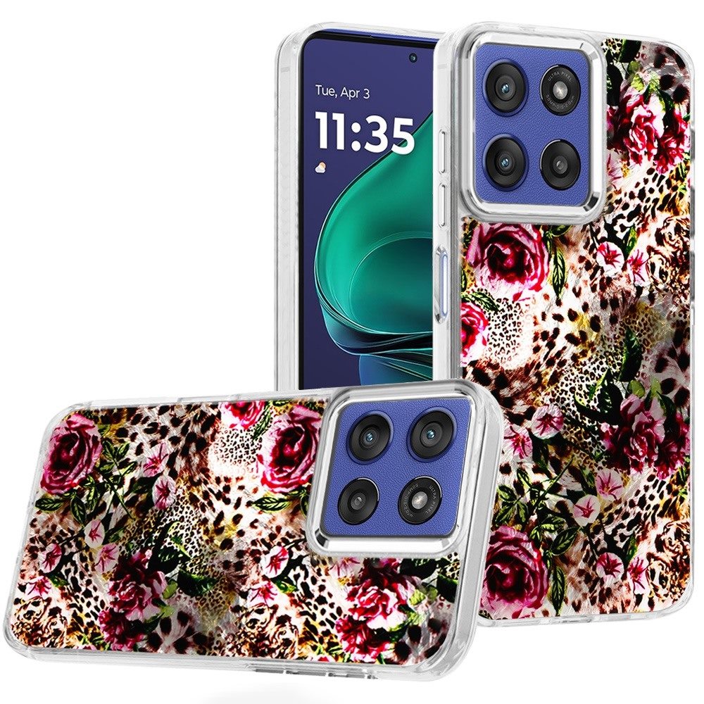 For Moto G Stylus 2025 Case Cute Design with Metallic Buttons + Tempered Glass