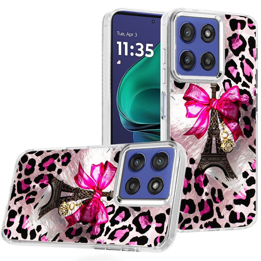 For Moto G Stylus 2025 Case Cute Design with Metallic Buttons + Tempered Glass