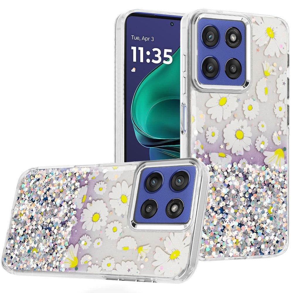 For Moto G Stylus 2025 Case Cute Design with Metallic Buttons + Tempered Glass
