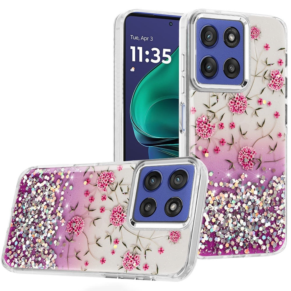 For Moto G Stylus 2025 Case Cute Design with Metallic Buttons + Tempered Glass
