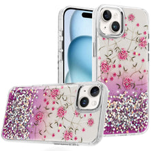 For iPhone 15 Case Cute In Mold Design w/ Metallic Buttons + 2 Tempered Glass