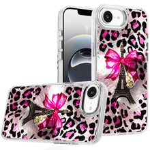For iPhone 16e Case Cute In Mold Design with Metallic Buttons + Tempered Glass