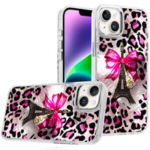For iPhone 13/14 Case Cute In Mold Design w/ Metallic Buttons + Tempered Glass