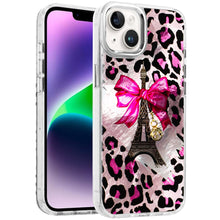 For iPhone 13/14 Case Cute In Mold Design w/ Metallic Buttons + Tempered Glass
