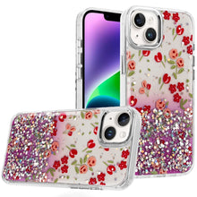 For iPhone 13/14 Case Cute In Mold Design w/ Metallic Buttons + Tempered Glass