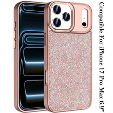 For iPhone 17 Pro Max Case Full Crystal Bling Metallic Buttons + Tempered Glass