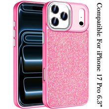 For iPhone 17 PRO Case Full Crystal Bling with Metallic Buttons + Tempered Glass