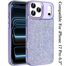 For iPhone 17 PRO Case Full Crystal Bling with Metallic Buttons + Tempered Glass