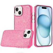 For iPhone 15 Case Full Shimmer Crystal Bling Metallic Buttons +2 Tempered Glass