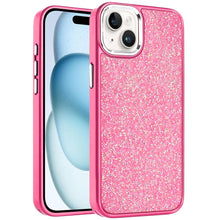 For iPhone 15 Case Full Shimmer Crystal Bling Metallic Buttons +2 Tempered Glass