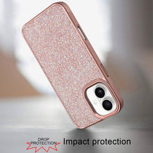 For iPhone 17 Case Full Crystal Bling with Metallic Buttons + Tempered Glass