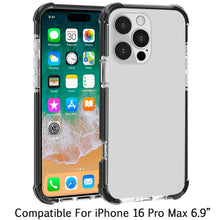 For iPhone 16 PRO MAX Case Acrylic Transparent ShockProof Cover + Tempered Glass