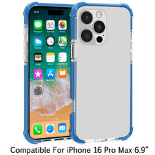 For iPhone 16 PRO MAX Case Acrylic Transparent ShockProof Cover + Tempered Glass