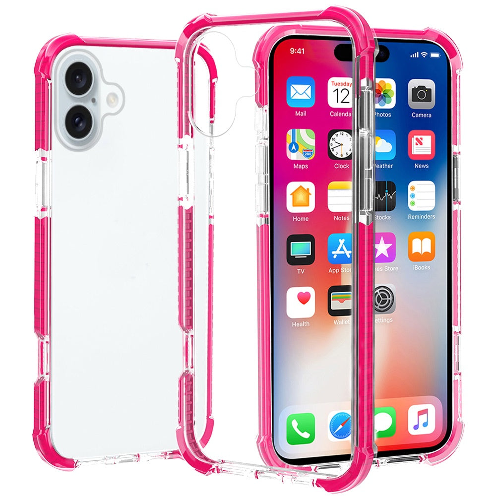 For iPhone 16 Plus 6.7in Case Acrylic Transparent ShockProof + Tempered Glass