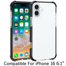 For iPhone 16 6.1inch Case Acrylic Transparent ShockProof Cover + Tempered Glass