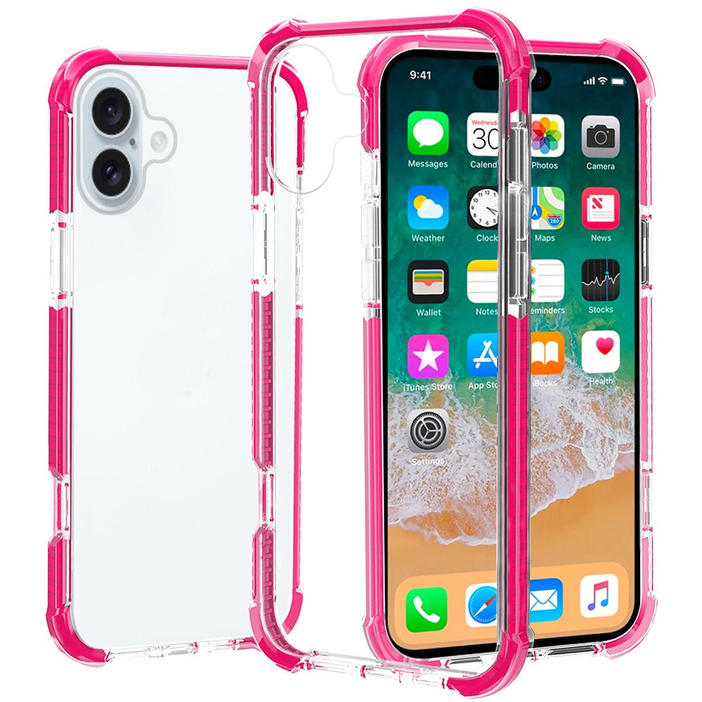 For iPhone 16 6.1inch Case Acrylic Transparent ShockProof Cover + Tempered Glass
