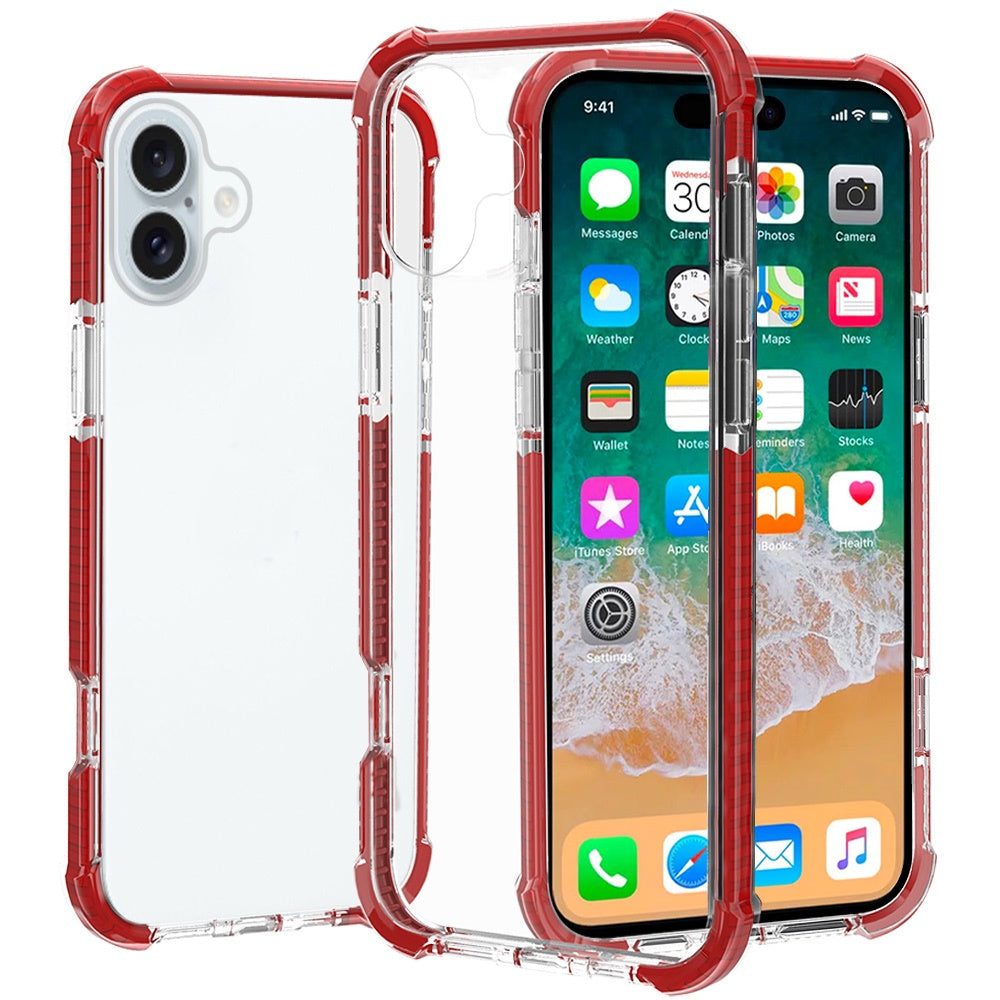 For iPhone 16 6.1inch Case Acrylic Transparent ShockProof Cover + Tempered Glass