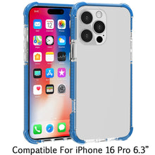 For iPhone 16 Pro 6.3in Case Acrylic Transparent ShockProof + Tempered Glass