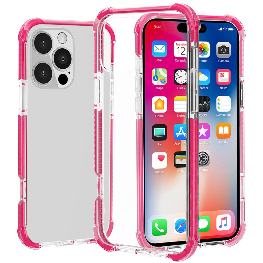 For iPhone 16 Pro 6.3in Case Acrylic Transparent ShockProof + Tempered Glass