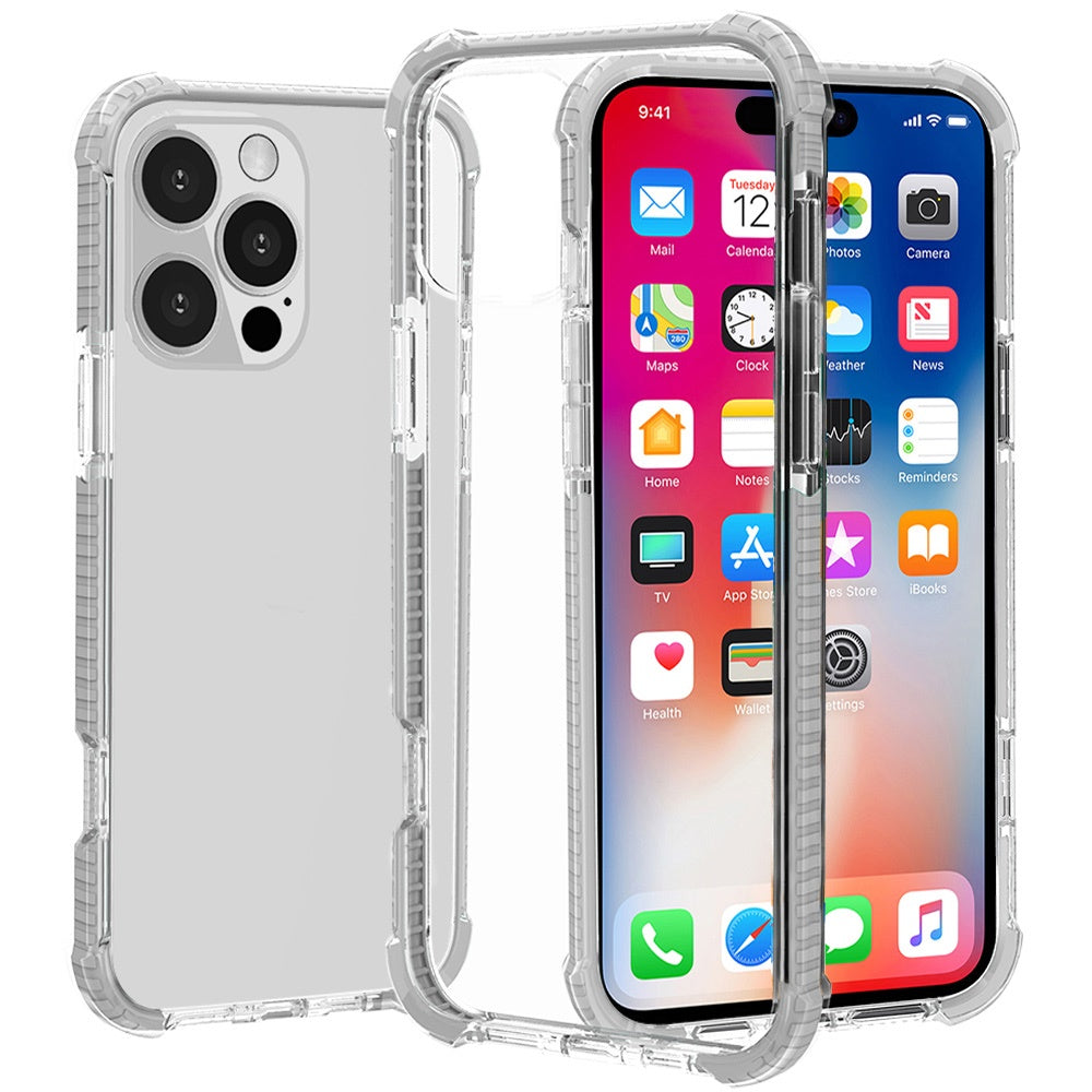 For iPhone 16 Pro 6.3in Case Acrylic Transparent ShockProof + Tempered Glass