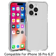 For iPhone 16 Pro 6.3in Case Acrylic Transparent ShockProof + Tempered Glass