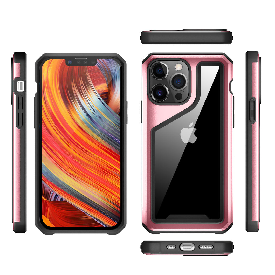 For iPhone XR Case Aluminum Alloy Clear Back Bumper Frame Cover + Tempered Glass