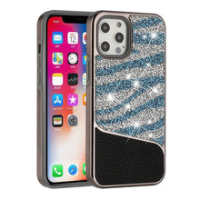 For iPhone 14 PRO Case Animal Print Design Bling Rhinestone Hybrid Fashion Cover