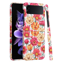 For Samsung Z Flip4 Case Snap on Floral Design Protective Hybrid Phone Cover